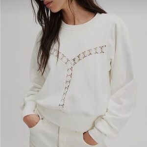 Free People Ivory Lace Accent Top